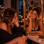 Woman looking thoughtfully at her reflection, where a more confident version of herself looks back, representing the realization that settling keeps you from becoming the person you’re capable of being.