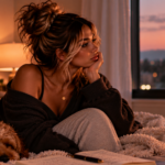 Woman sitting quietly with her dog at sunset, reflecting on the difficult truth that loving someone and choosing to leave can coexist when staying no longer protects your peace or well-being.