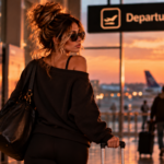 Woman confidently walking through an airport with her luggage, representing the decision to leave a situation before staying costs more of your time, energy, peace, and self-respect.