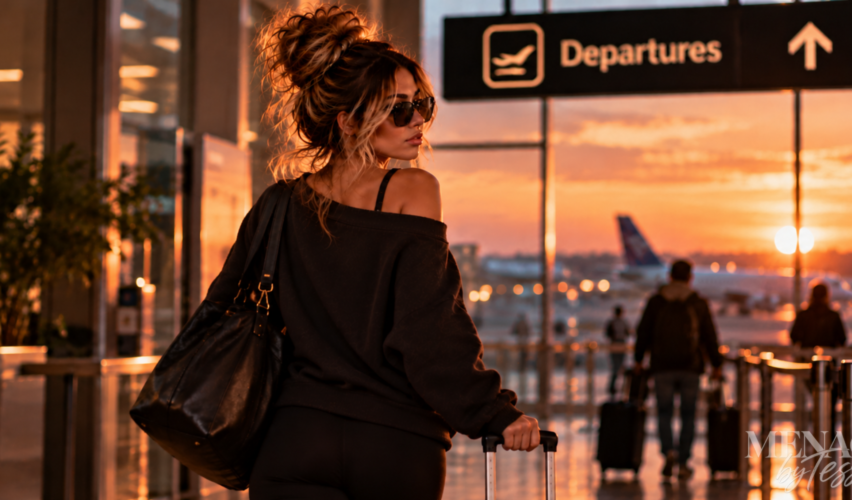 Woman confidently walking through an airport with her luggage, representing the decision to leave a situation before staying costs more of your time, energy, peace, and self-respect.
