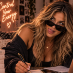 Woman confidently working at her desk with a planner and laptop, representing the power of protecting her energy, eliminating distractions, and focusing intentionally on the goals and life she wants to build.