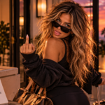 Woman confidently walking away with her luggage while giving one final defiant gesture, representing the realization that leaving what no longer serves you is a skill built through boundaries, self-respect, and choosing peace.